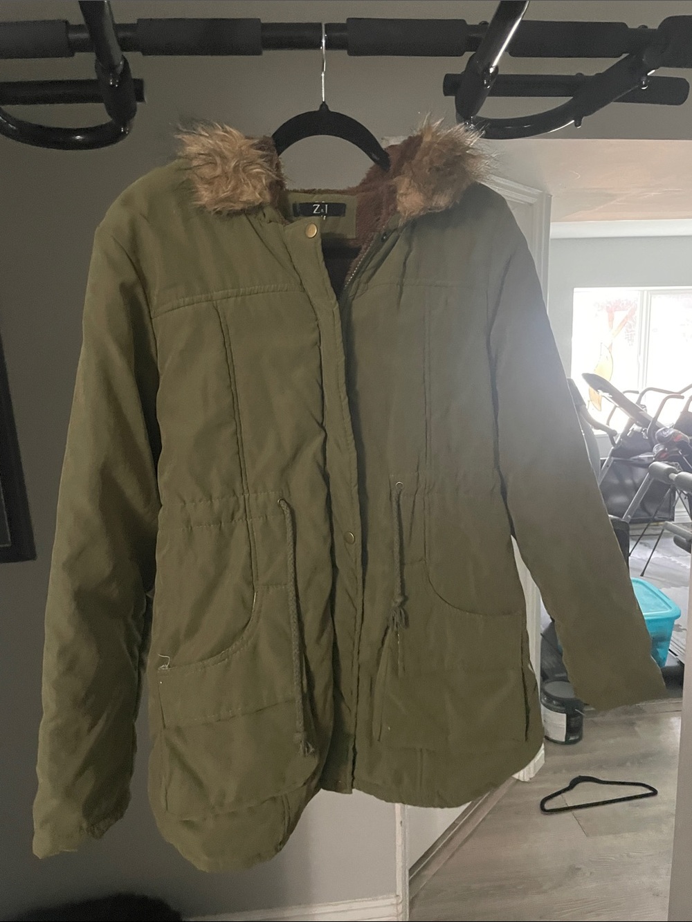 Z.I Olive Green Utility Parka with Faux Fur Hood
